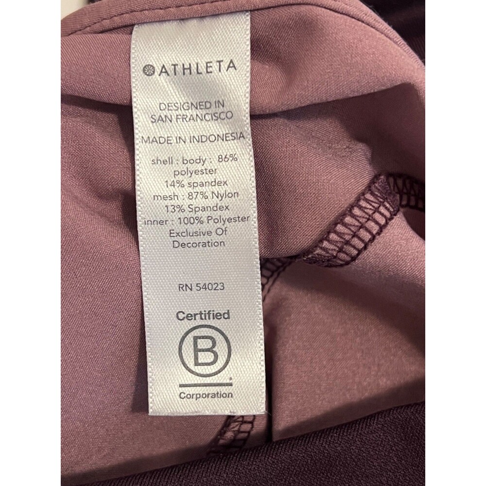 ATHLETA Purple Violet Static Printed Mesh Racer Run Shorts 4" Zip Pocket Small - Picture 10 of 11